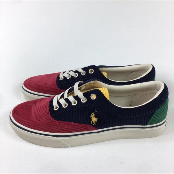 Polo Ralph Lauren Red and Blue Sneakers with Color-Block...